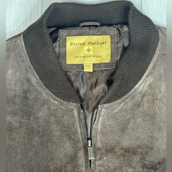 5XL Vintage Brown Jacket Boston Harbour Classic, Leather, Quality Fit Coat 90s - Picture 2 of 5